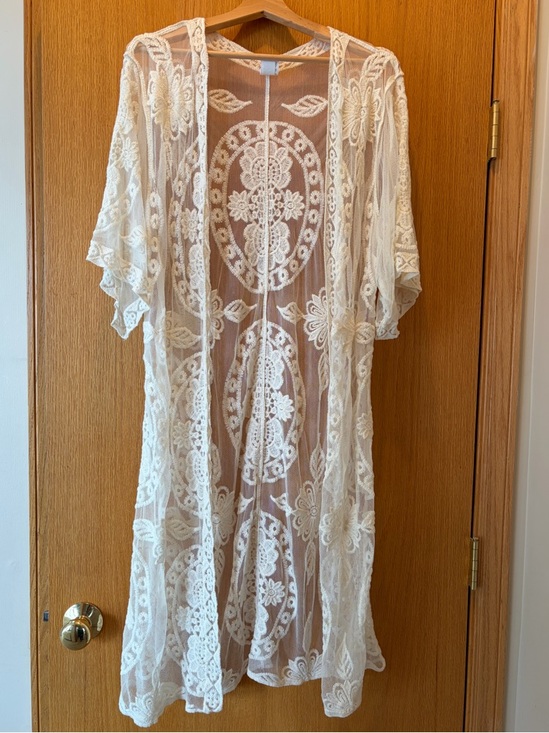 Unbranded Other - #608 White Lace Crochet Swim Coverup Kimono